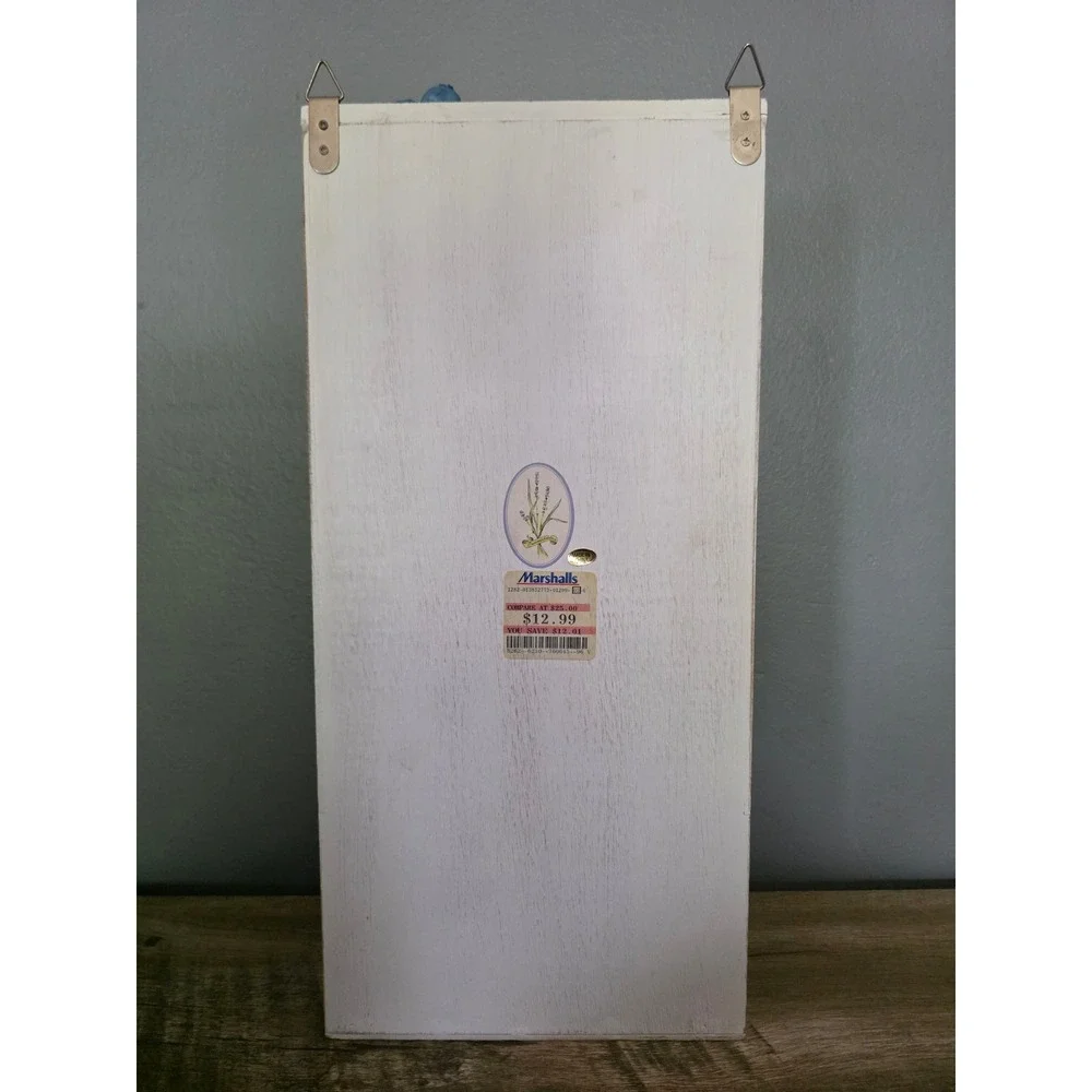 Rustic White Wood Mail Organizer Wall Mount Bluebird Farmhouse Decor Cottagecore